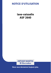 Mode d’emploi Arthur Martin-Electrolux ASF 2640 Lave-vaisselle