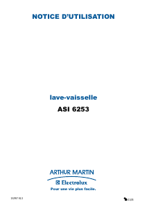 Mode d’emploi Arthur Martin-Electrolux ASI 6253 ALU Lave-vaisselle