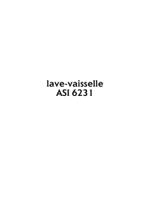 Mode d’emploi Arthur Martin-Electrolux ASI 6231 ALU Lave-vaisselle