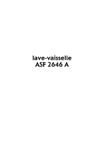 Mode d’emploi Arthur Martin-Electrolux ASF 2646 A Lave-vaisselle