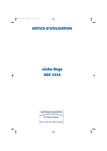Mode d’emploi Arthur Martin-Electrolux ADC 5334 Sèche-linge
