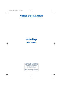 Mode d’emploi Arthur Martin-Electrolux ADC 5333 Sèche-linge