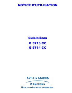 Mode d’emploi Arthur Martin-Electrolux G5714CCW Cuisinière