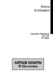 Mode d’emploi Arthur Martin-Electrolux CV5062 Cuisinière