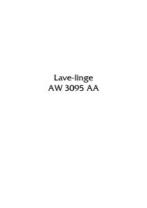 Mode d’emploi Arthur Martin-Electrolux AW 3095 AA Lave-linge