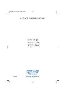Mode d’emploi Arthur Martin-Electrolux AWF 1430 Lave-linge