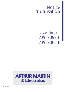 Mode d’emploi Arthur Martin-Electrolux AW 2102 F Lave-linge