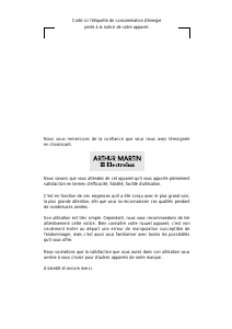 Mode d’emploi Arthur Martin-Electrolux AW 1029 F Lave-linge