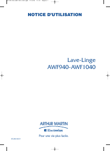 Mode d’emploi Arthur Martin-Electrolux AWF 1040 Lave-linge