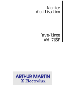 Mode d’emploi Arthur Martin-Electrolux AW 765 F Lave-linge