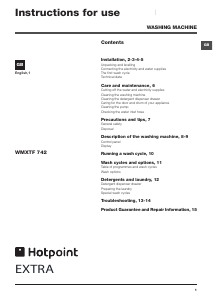 Handleiding Hotpoint WMXTF 742P UK.M Wasmachine