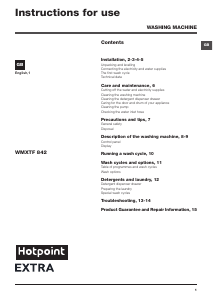 Handleiding Hotpoint WMXTF 842P UK.M Wasmachine
