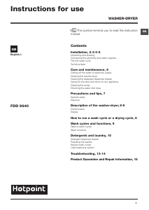 Manual Hotpoint FDD 9640K UK Washer-Dryer