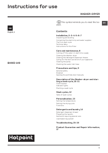 Bruksanvisning Hotpoint BHWD 149 (UK)/1 Kombinerad tvätt-tork