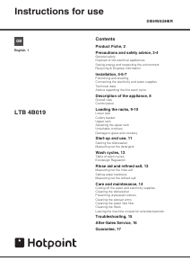 Bruksanvisning Hotpoint LTB 4B019 UK Diskmaskin