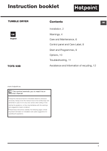 Bruksanvisning Hotpoint TCFS 93B GP.9 (UK) Torktumlare