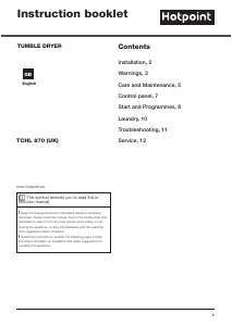 Handleiding Hotpoint TCHL 870 BP.9 (UK) Wasdroger