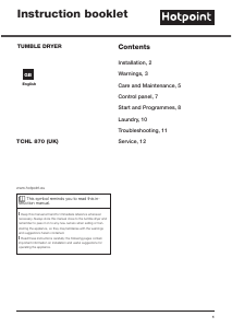 Bruksanvisning Hotpoint TCHL 870 BP.9 (UK) Torktumlare