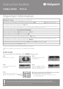 Handleiding Hotpoint FETV 60C P (UK) Wasdroger