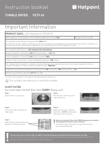 Bruksanvisning Hotpoint FETV 60C P (UK) Torktumlare