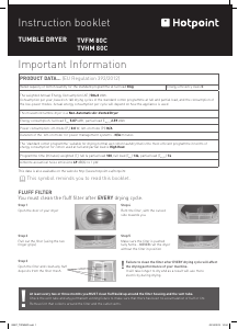 Bruksanvisning Hotpoint TVHM 80C P (UK) Torktumlare