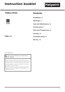 Bruksanvisning Hotpoint TCHL 73B RP (UK) Torktumlare
