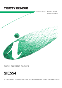 Manual Tricity Bendix SIE554W Range