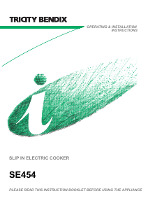 Manual Tricity Bendix SE454GR Range