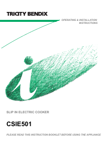 Manual Tricity Bendix CSIE501W Range