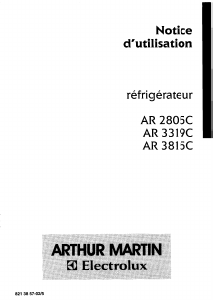 Mode d’emploi Arthur Martin-Electrolux AR3212C Réfrigérateur