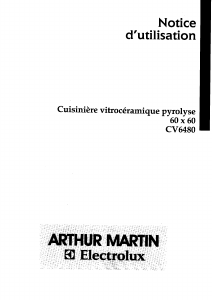 Mode d’emploi Arthur Martin-Electrolux CV6480W1 Cuisinière