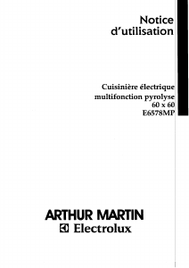 Mode d’emploi Arthur Martin-Electrolux E6578MP Cuisinière