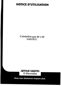 Mode d’emploi Arthur Martin-Electrolux G6513CC Cuisinière