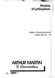 Mode d’emploi Arthur Martin-Electrolux AHO620N Table de cuisson
