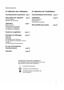Mode d’emploi Arthur Martin-Electrolux ANB3460 Réfrigérateur combiné