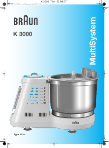 Manual Braun K 3000 Stand Mixer