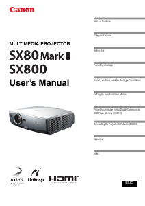Manual Canon SX80 Mark II Projector