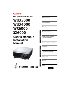 Manual Canon WX6000 Projector