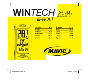 Brugsanvisning Mavic Wintech E-Bolt Cykelcomputer