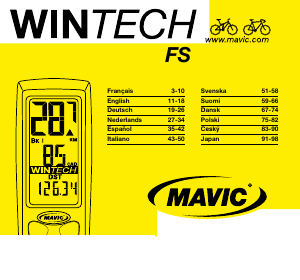 Mode d’emploi Mavic Wintech FS Compteur vélo