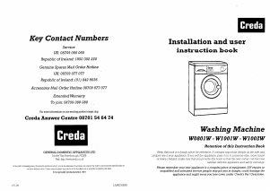 Bruksanvisning Creda W1002W Tvättmaskin