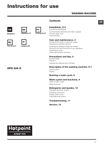 Bruksanvisning Hotpoint-Ariston RPD 926 DD EU Tvättmaskin
