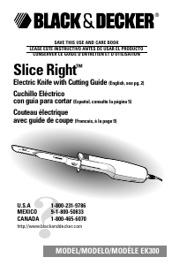 Mode d’emploi Black and Decker EK300 Couteau électrique