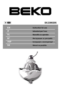 Посібник BEKO DS230020S Холодильник із морозильною камерою