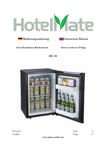 Bedienungsanleitung HotelMate MC40 Kühlschrank