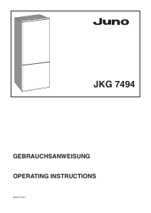 Handleiding Juno JKG7494 Koel-vries combinatie