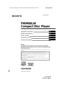 Mode d’emploi Sony CDX-R6750 Autoradio