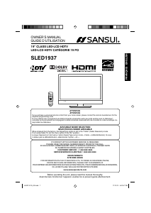 Bruksanvisning Sansui SLED1937 LED TV