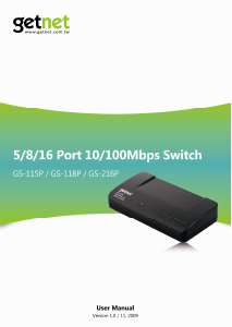 Bruksanvisning GetNet GS-118P Switch