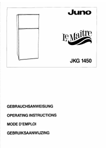 Handleiding Juno-Le Maitre JKG1450 Koel-vries combinatie